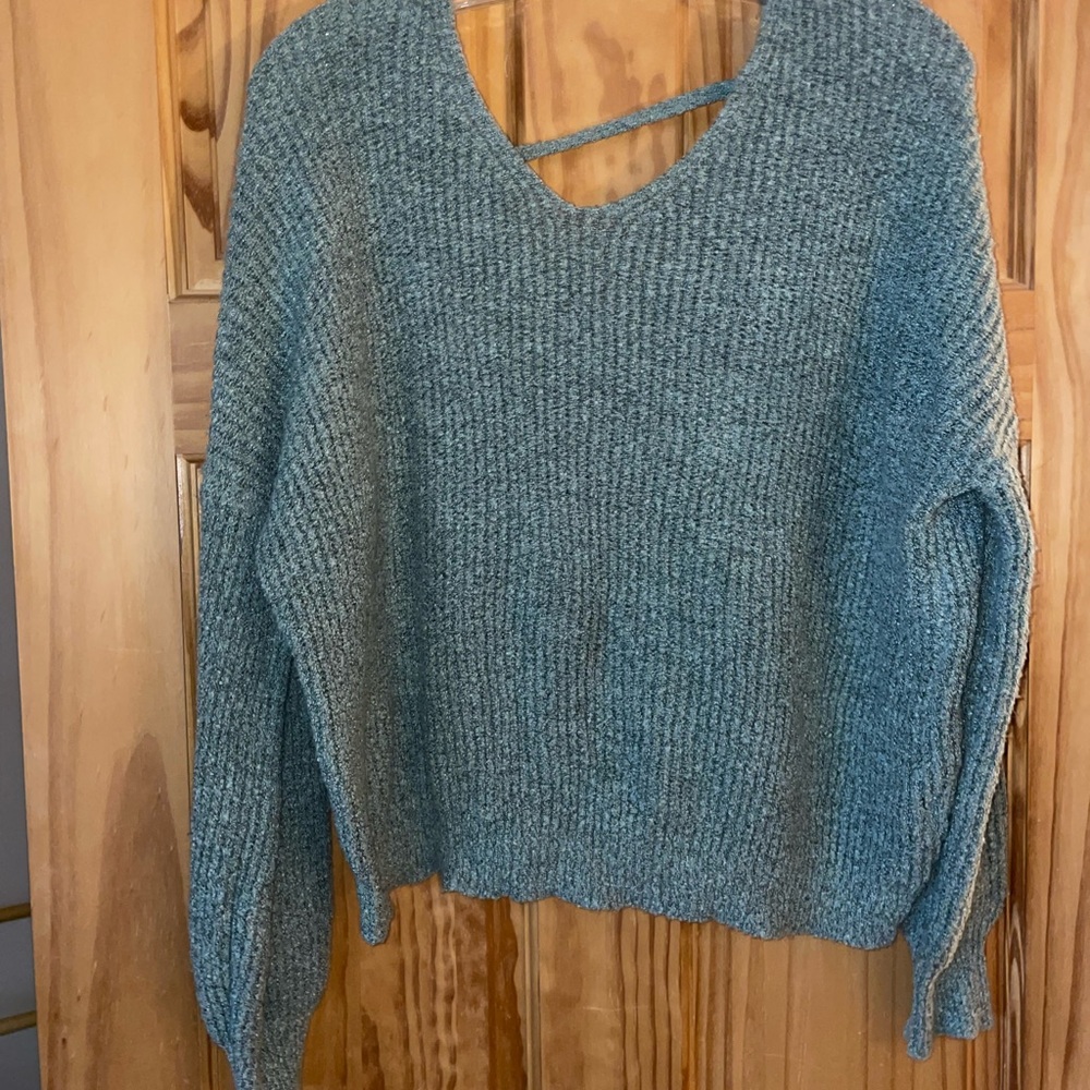Sweet Wanderer Teal V-Neck Sweater